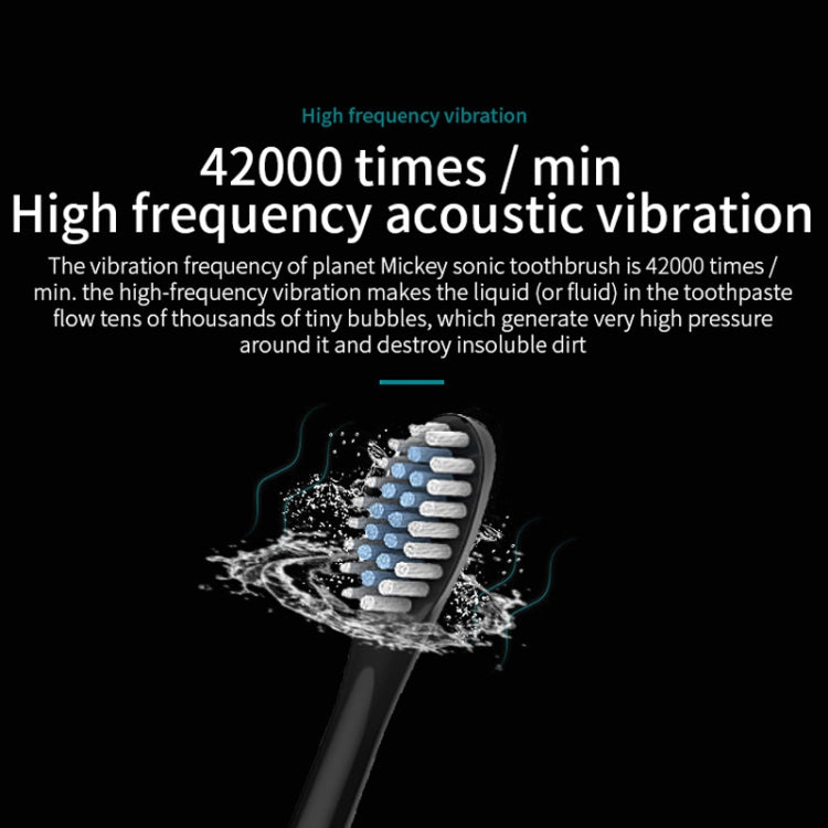 Rechargeable Ultrasonic Soft Bristle Electrical Toothbrushes Flosser 6 Gear With 4 Brushes(Black)