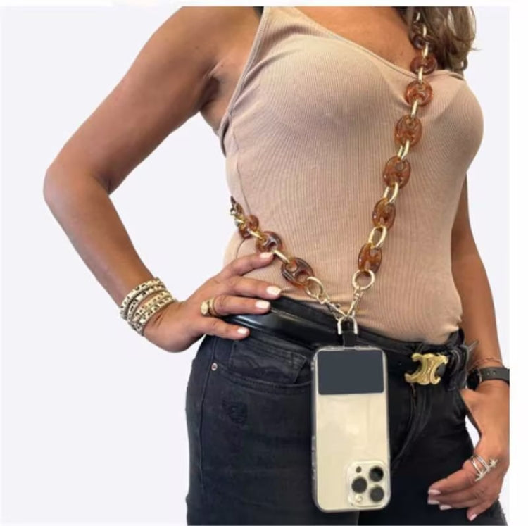 Retro Mobile Phone Chain Lanyard Tortoiseshell Acrylic Resin Bag Chain with Spacer, Spec: L205-3HS -60cm