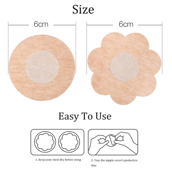 10pcs /Pack Disposable Anti-Bump Invisible Breathable Breast Patch, Model: Round(OPP Bag)