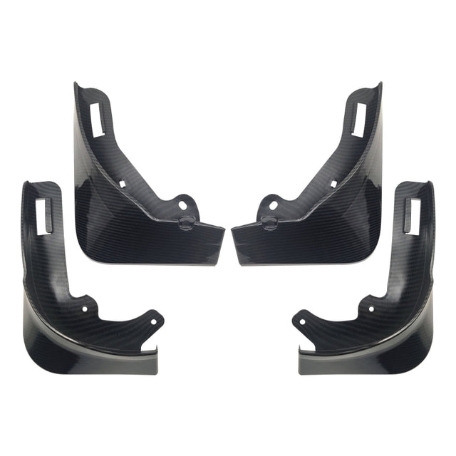 For Tesla Model Y Car Punch-Free Front And Rear Wheel Soft Rubber Mudguards, Style: Carbon Fiber