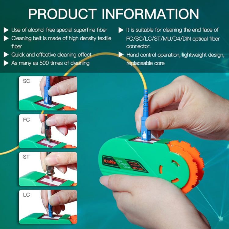 Komshine Handheld Cassette Optical Fiber Connector Cleaning Cartridge With Core(KCC-600)