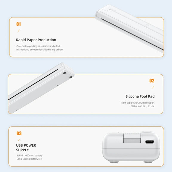 Small A4 Home Office Portable Inkless Printing Thermal Paper, Model: 200pcs Thermal Paper