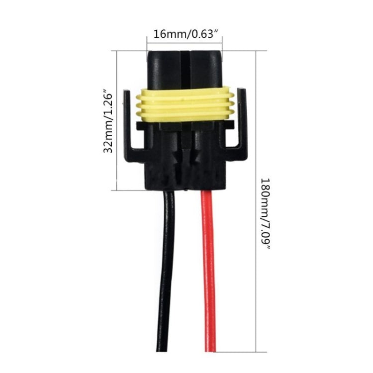 1pair For H11 / H8 / 881 Car Headlight Socket Light Holder Plug With Cable