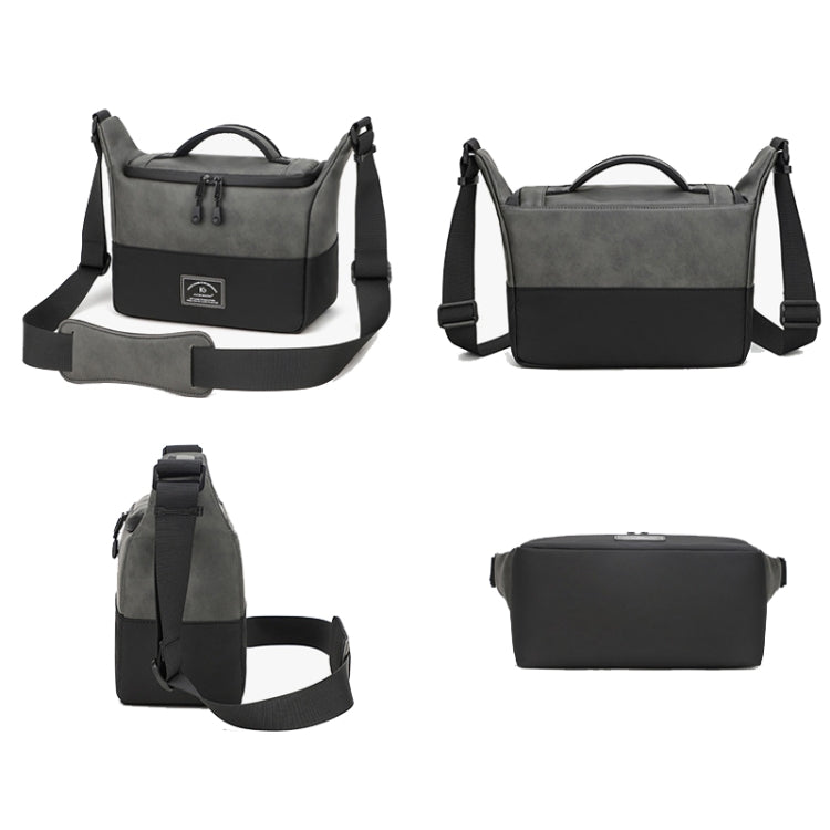 PU Leather Shoulder Crossbody Photography Bag SLR Camera Bag Lens Storage Bag(Gray)