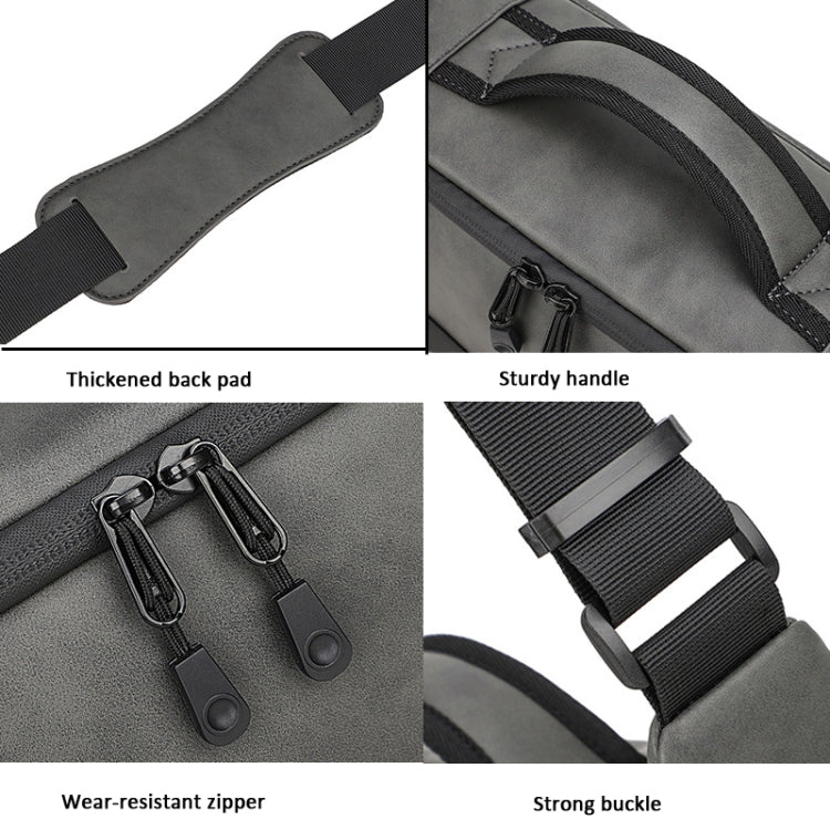 PU Leather Shoulder Crossbody Photography Bag SLR Camera Bag Lens Storage Bag(Gray)