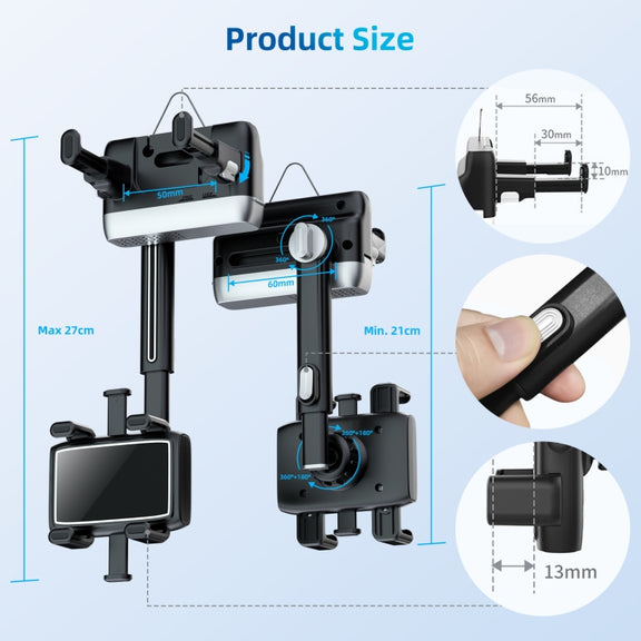 Car Rearview Mirror Phone Holder 360 Degree Rotation Smartphones Stand(Black)