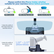 Car Rearview Mirror Phone Holder 360 Degree Rotation Smartphones Stand(Black)