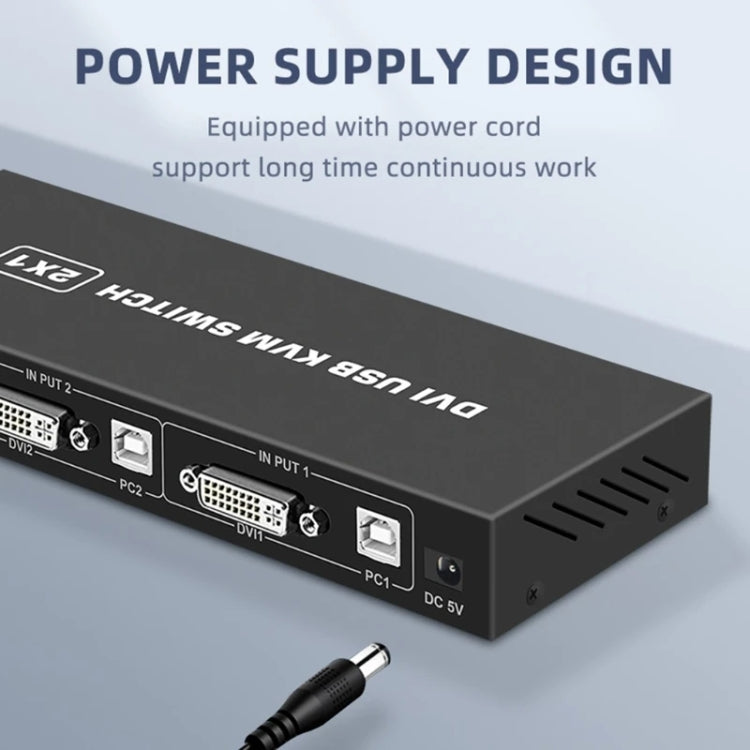 4K DVI USB KVM Switch DVI 2 In 1 Out Adapter Two Computer Shared Switcher Hub(Black)