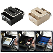 Car Tissue Box Multifunction Cup Holder Armrest Box Storage Box(Beige)