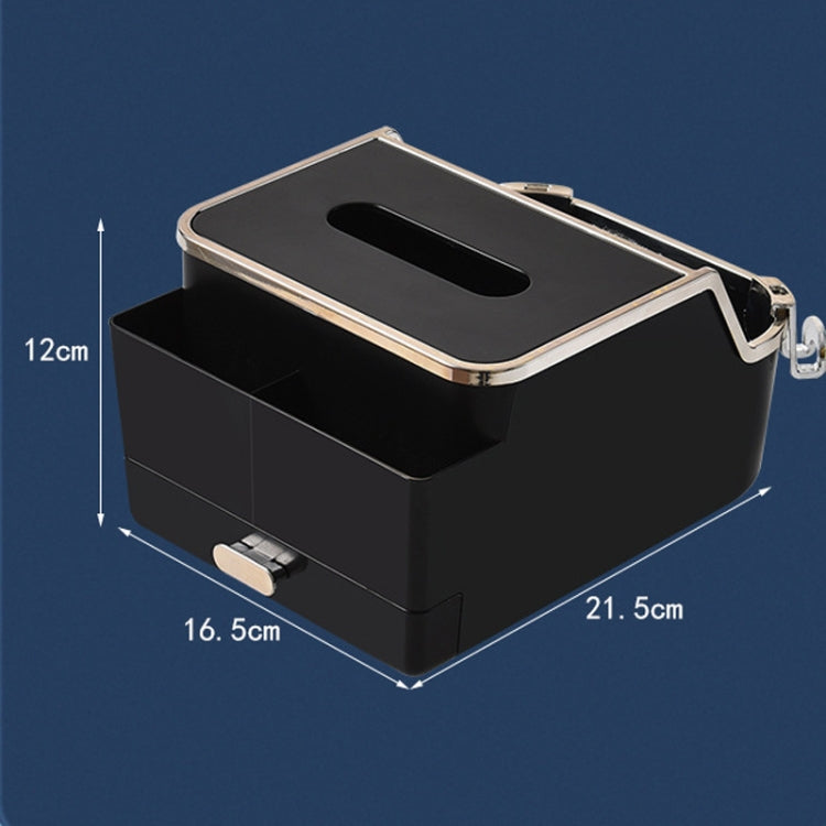 Car Tissue Box Multifunction Cup Holder Armrest Box Storage Box(Black)