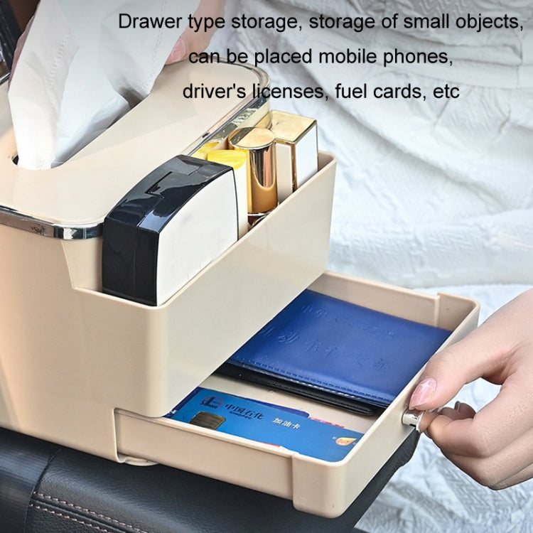 Car Tissue Box Multifunction Cup Holder Armrest Box Storage Box(Black)