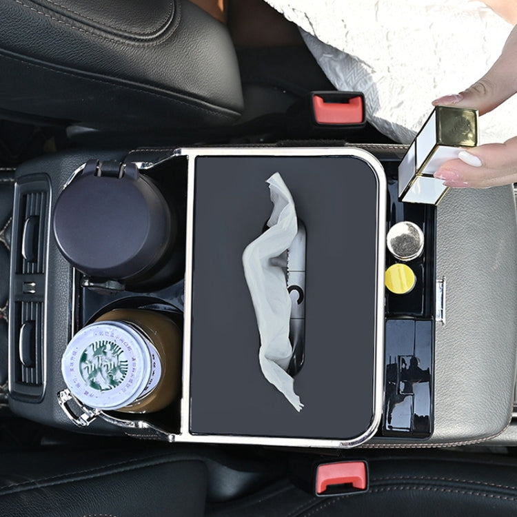 Car Tissue Box Multifunction Cup Holder Armrest Box Storage Box(Beige)