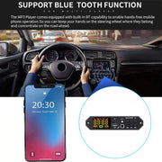 80W 12V Bluetooth MP3 Decoder Board With Power Amplifier Color Screen Call Recording, Model: Big Remote Control