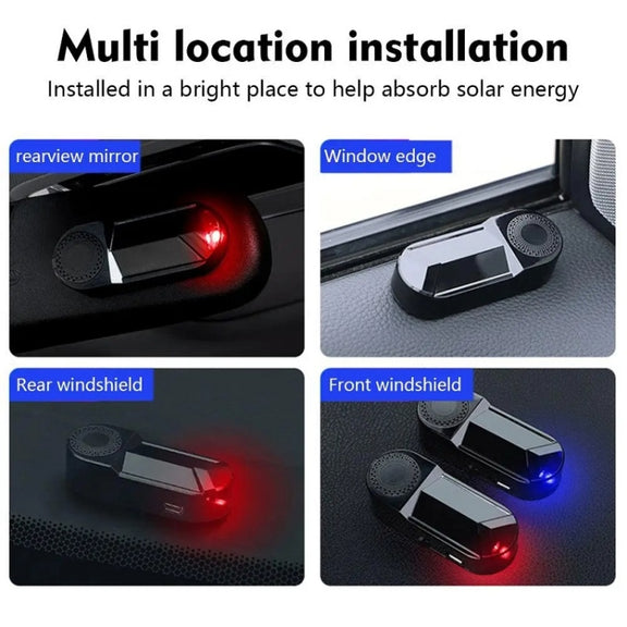 Car Solar Anti-Theft Alarm LED Warning Light With Aromatherapy(Blue Light)