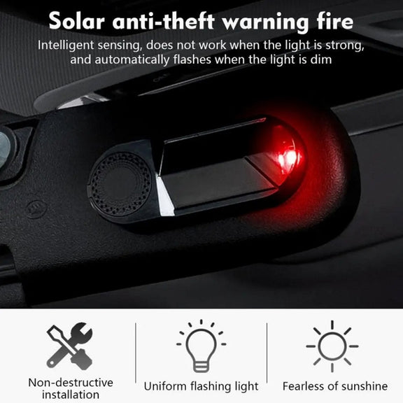 Car Solar Anti-Theft Alarm LED Warning Light With Aromatherapy(Red Light)