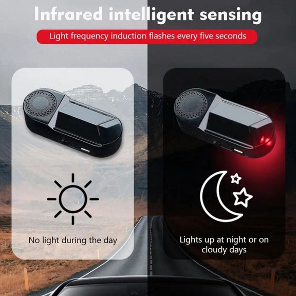 Car Solar Anti-Theft Alarm LED Warning Light With Aromatherapy(Red Light)