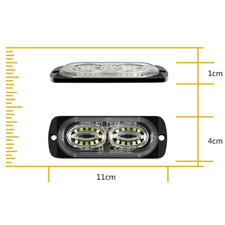 12W Car Side Signal Warning Light 24 LED Strobe Light(Red Blue)