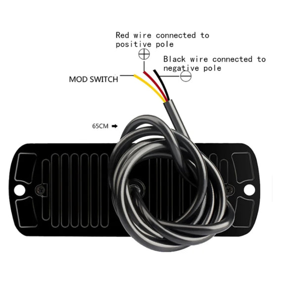 12W Car Side Signal Warning Light 24 LED Strobe Light(Red Blue)