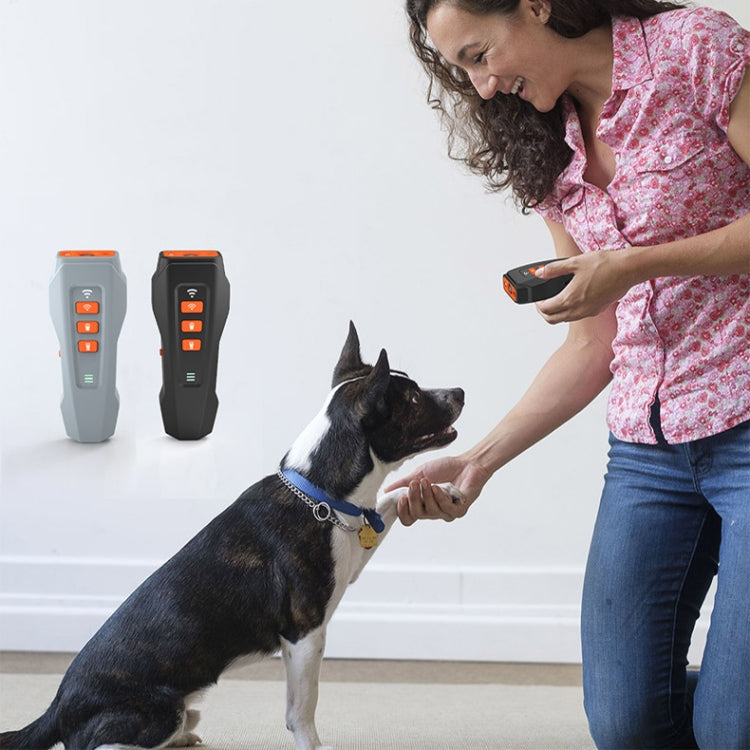 LED Flashing Light Handheld Ultrasonic Bark Arrester Frequency Conversion Dog Training Device(Gray+Orange)