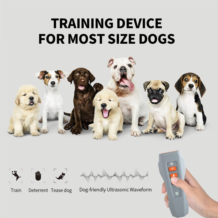 LED Flashing Light Handheld Ultrasonic Bark Arrester Frequency Conversion Dog Training Device(Dark Gray)