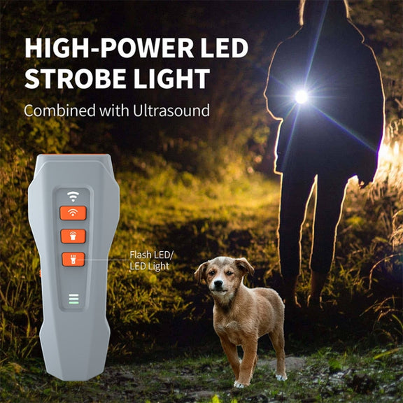 LED Flashing Light Handheld Ultrasonic Bark Arrester Frequency Conversion Dog Training Device(Dark Gray)