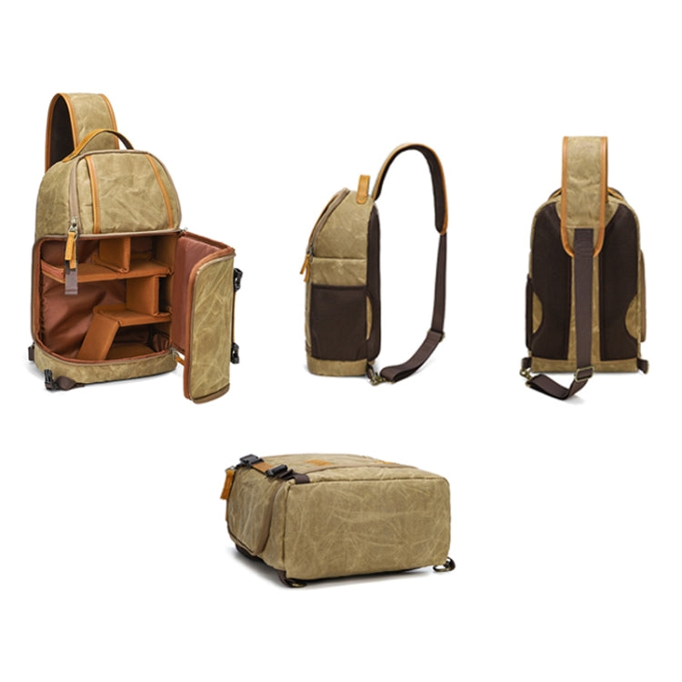 Outdoor Canvas Wear-resistant Water-resistant Photography Shoulder Bag(Khaki)
