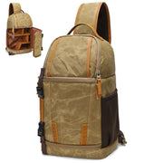 Outdoor Canvas Wear-resistant Water-resistant Photography Shoulder Bag(Khaki)