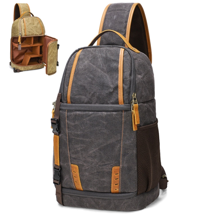 Outdoor Canvas Wear-resistant Water-resistant Photography Shoulder Bag(Dark Gray)