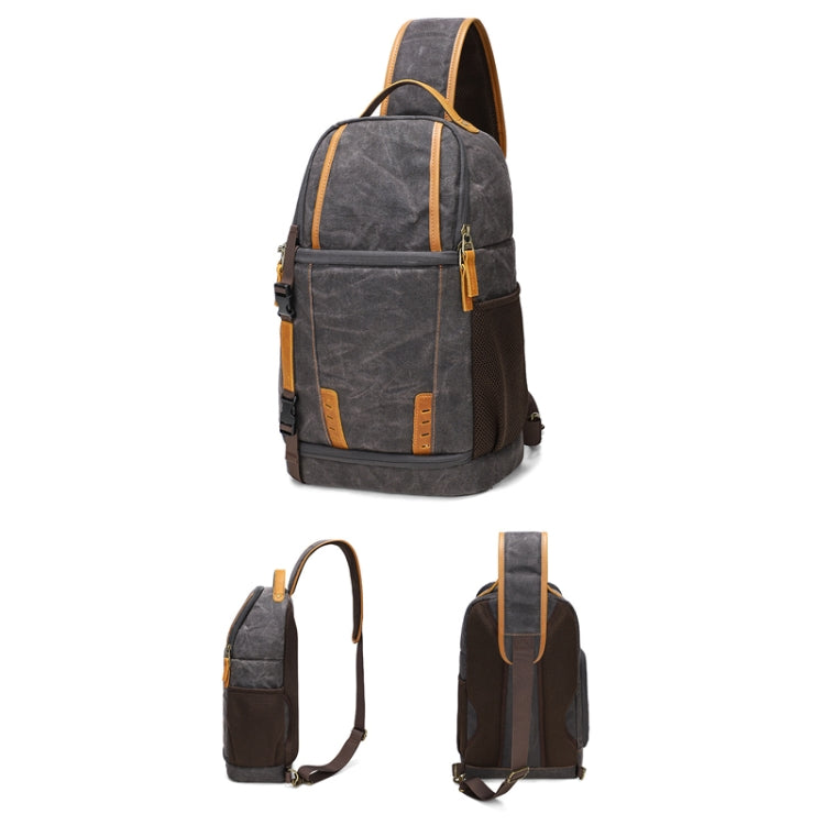 Outdoor Canvas Wear-resistant Water-resistant Photography Shoulder Bag(Dark Gray)