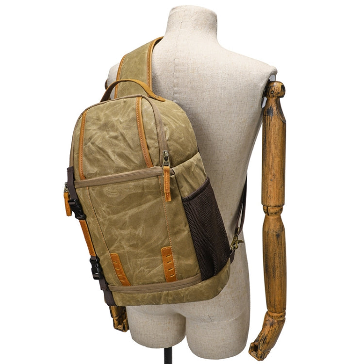 Outdoor Canvas Wear-resistant Water-resistant Photography Shoulder Bag(Khaki)