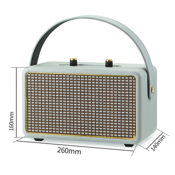 Leather Texture Portable Wooden Home Karaoke Bluetooth Speaker, Color: Gray+Dual-microphone