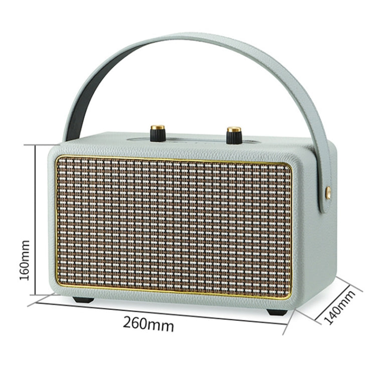 Leather Texture Portable Wooden Home Karaoke Bluetooth Speaker, Color: Gray+Dual-microphone
