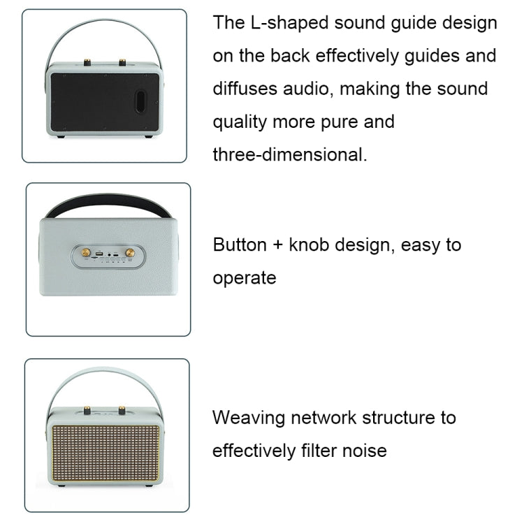 Leather Texture Portable Wooden Home Karaoke Bluetooth Speaker, Color: Gray+Dual-microphone
