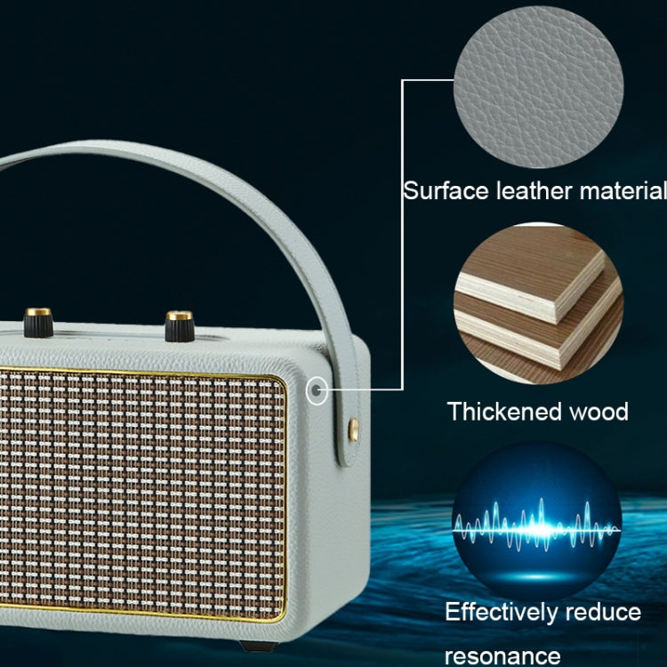 Leather Texture Portable Wooden Home Karaoke Bluetooth Speaker, Color: Gray+Dual-microphone