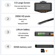Teslong NTS300 5.5mm-1M Dual Lens Water-resistant 5 Inch HD Industrial Borescope Auto Repair Tools