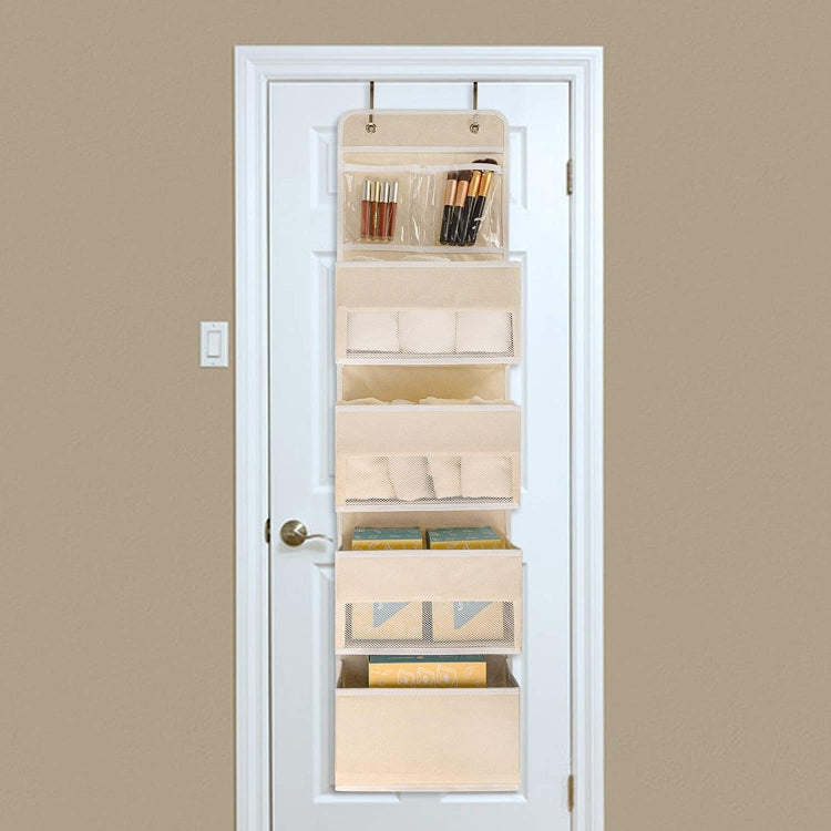 GD03 Wall-Mounted Fabric Storage Bag Wardrobe Room Door Behind Hanging Bag, Color: 4+1 Beige