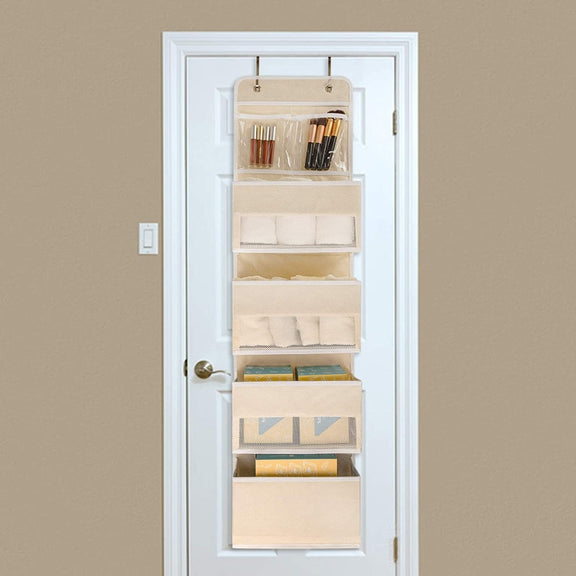 GD03 Wall-Mounted Fabric Storage Bag Wardrobe Room Door Behind Hanging Bag, Color: 4+1 Beige