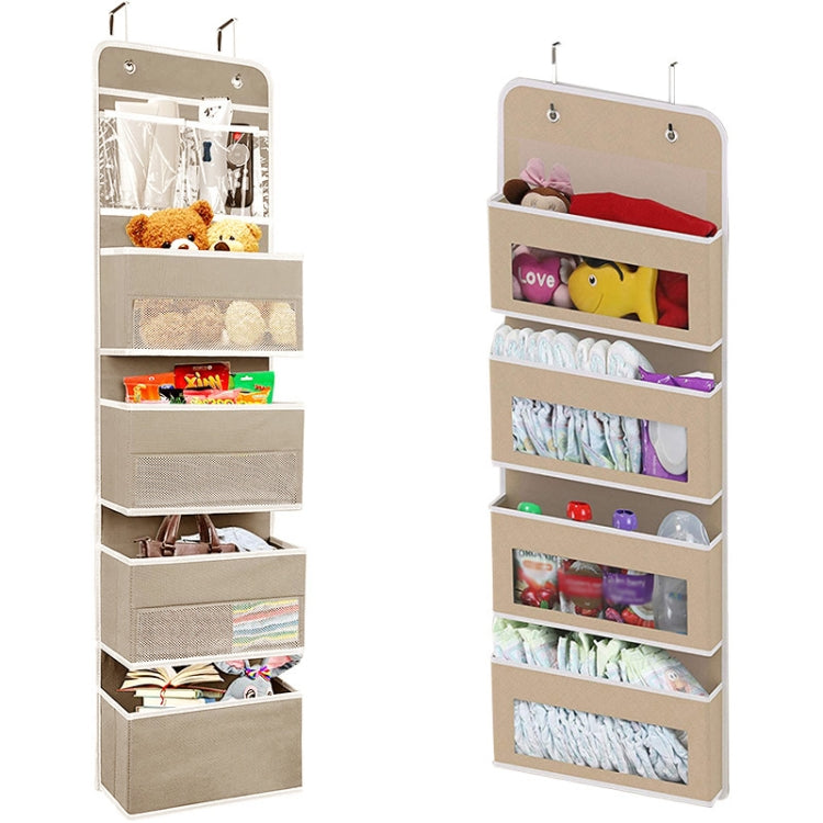 GD03 Wall-Mounted Fabric Storage Bag Wardrobe Room Door Behind Hanging Bag, Color: 4+1 Beige