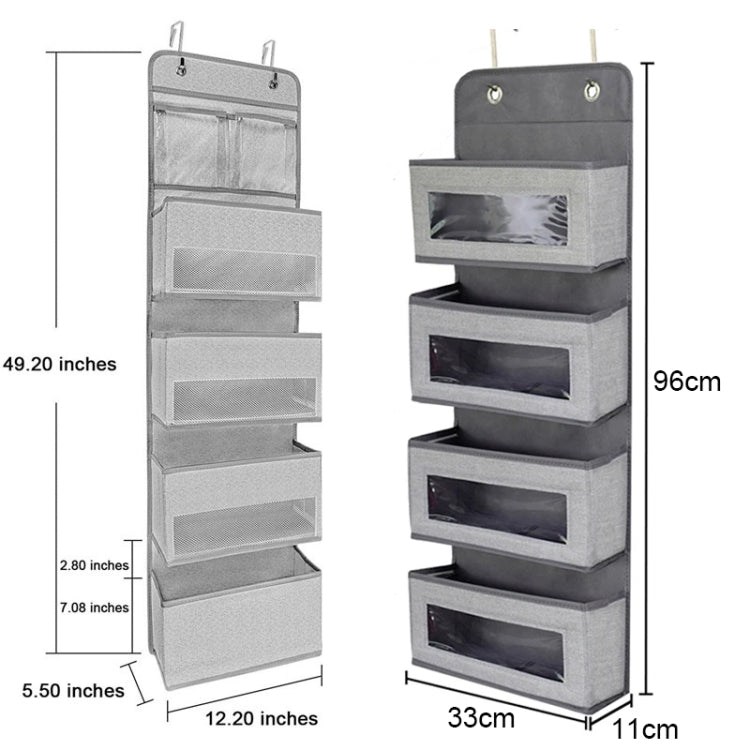 GD03 Wall-Mounted Fabric Storage Bag Wardrobe Room Door Behind Hanging Bag, Color: 4+1 Beige