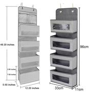 GD03 Wall-Mounted Fabric Storage Bag Wardrobe Room Door Behind Hanging Bag, Color: 4+1 Beige