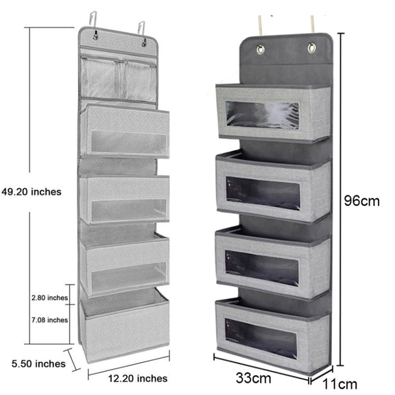 GD03 Wall-Mounted Fabric Storage Bag Wardrobe Room Door Behind Hanging Bag, Color: 4+1 Beige