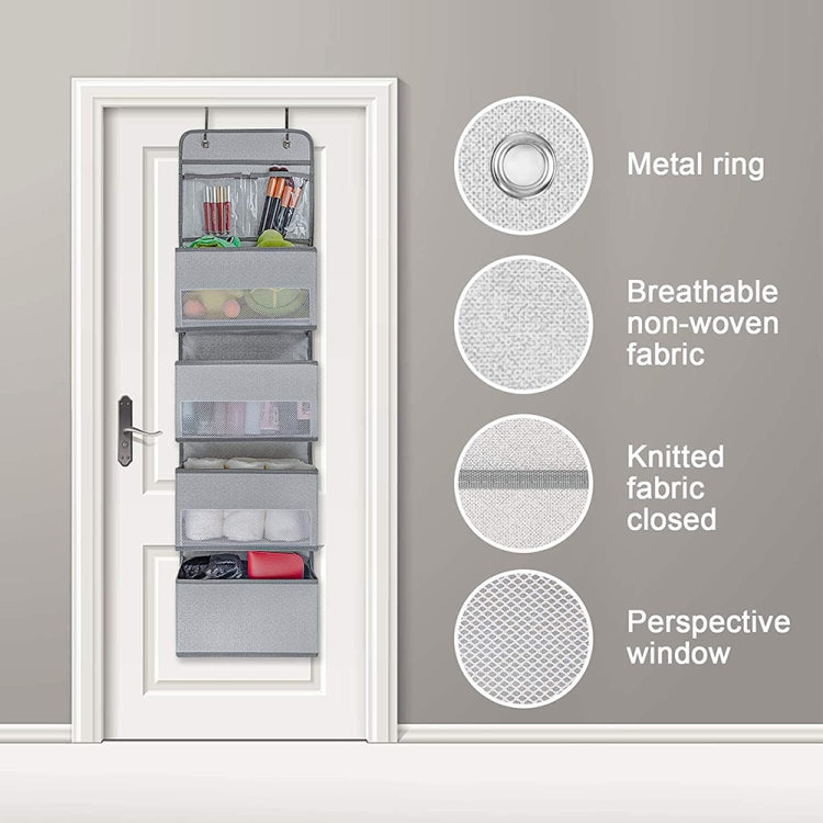 GD03 Wall-Mounted Fabric Storage Bag Wardrobe Room Door Behind Hanging Bag, Color: 4+1 Beige