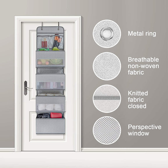 GD03 Wall-Mounted Fabric Storage Bag Wardrobe Room Door Behind Hanging Bag, Color: 4+1 Gray