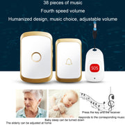 CACAZI C20 Two To Three Wireless Pager For The Elderly Home Care Water-resistant Emergency Pager, EU Plug(Gold)