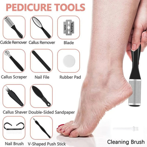 10pcs/set Household Electric Dead Skin Peeling Foot Grinder, Color: Black
