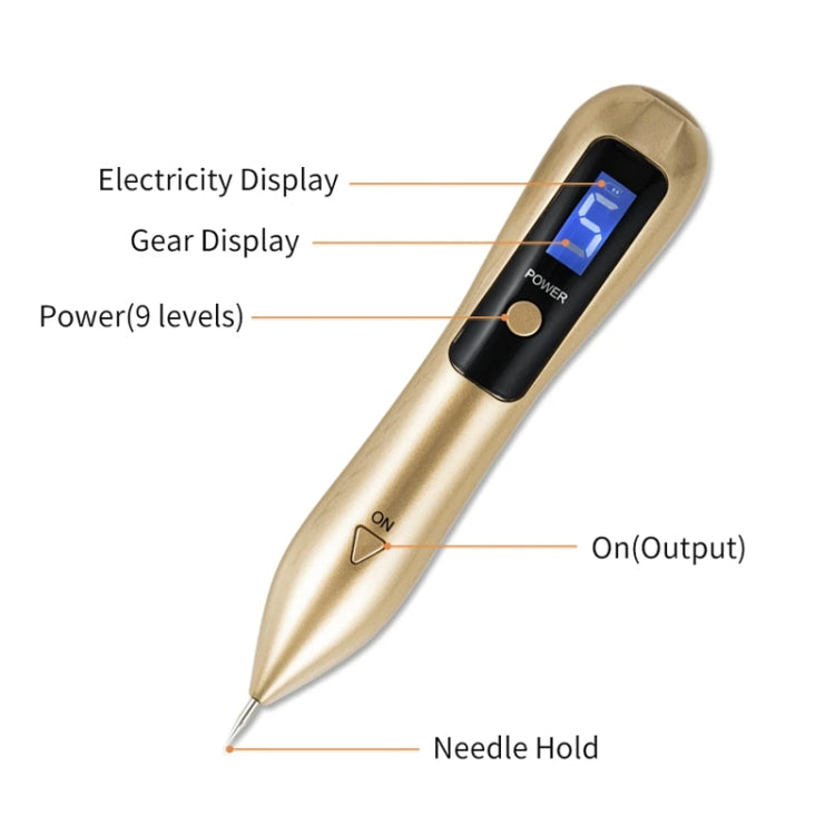 9 Gears Mole Spotting Pen LCD Home Laser Mole Spot Sweeping Beauty Instrument Without Shoot Light(Rose Gold)