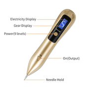 9 Gears Mole Spotting Pen LCD Home Laser Mole Spot Sweeping Beauty Instrument Without Shoot Light(White)