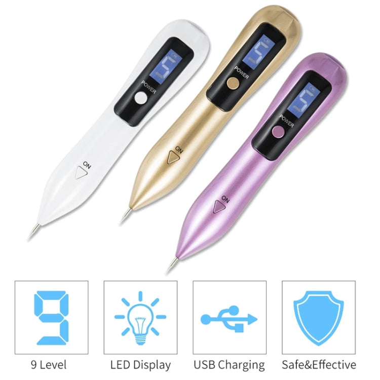9 Gears Mole Spotting Pen LCD Home Laser Mole Spot Sweeping Beauty Instrument Without Shoot Light(Rose Gold)