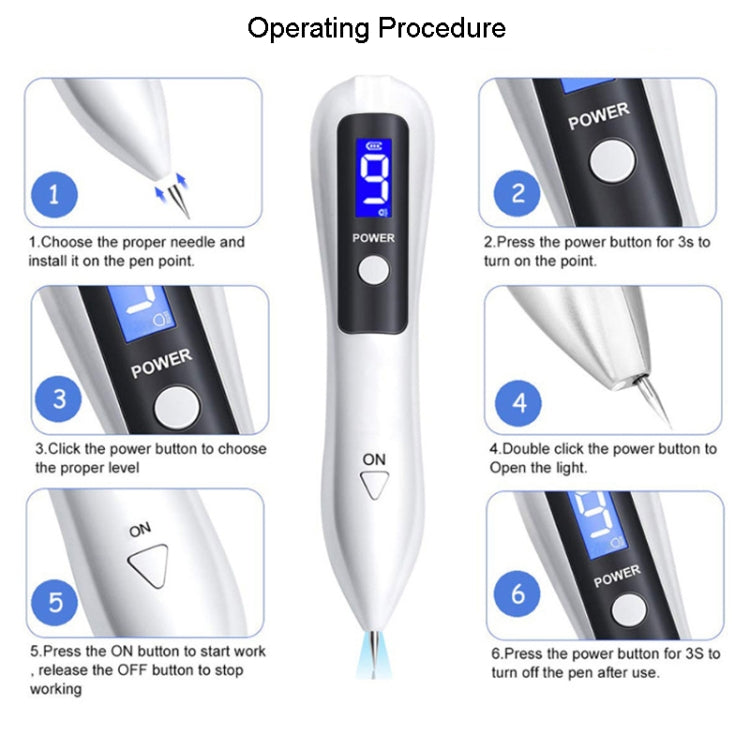9 Gears Mole Spotting Pen LCD Home Laser Mole Spot Sweeping Beauty Instrument Without Shoot Light(Gold)