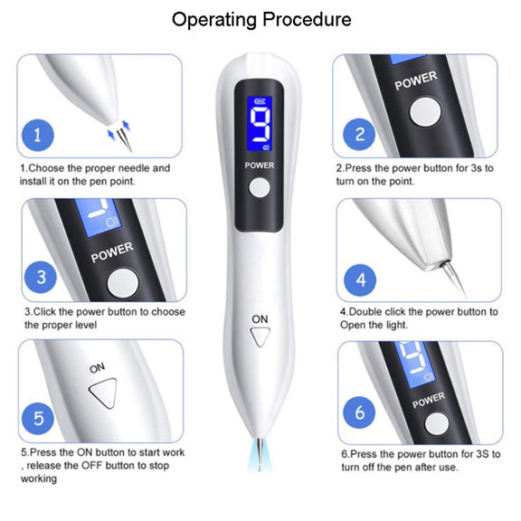 9 Gears Mole Spotting Pen LCD Home Laser Mole Spot Sweeping Beauty Instrument Without Shoot Light(Gold)